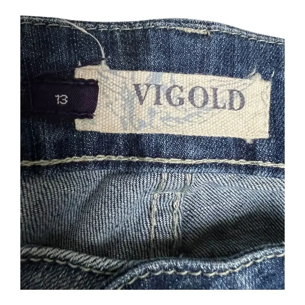 Vigold Womens Jeans Distressed Skinny sz 13 Grunge Casual Basic Denim